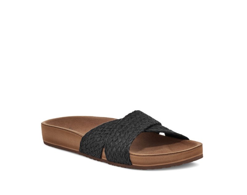 Sanuk She Cruzy Jute Vegan Slide Women's Sandals Black | Canada 93BEX